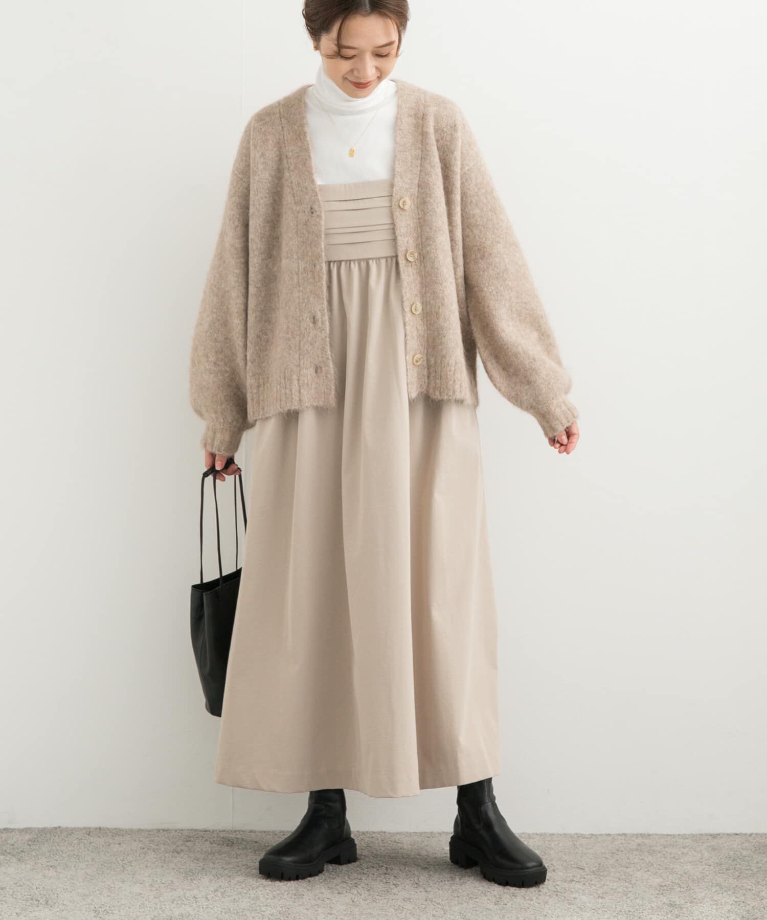 URBAN RESEARCH DOORS「ギャザーベアワンピース」|ワンピース|ライトベージュ