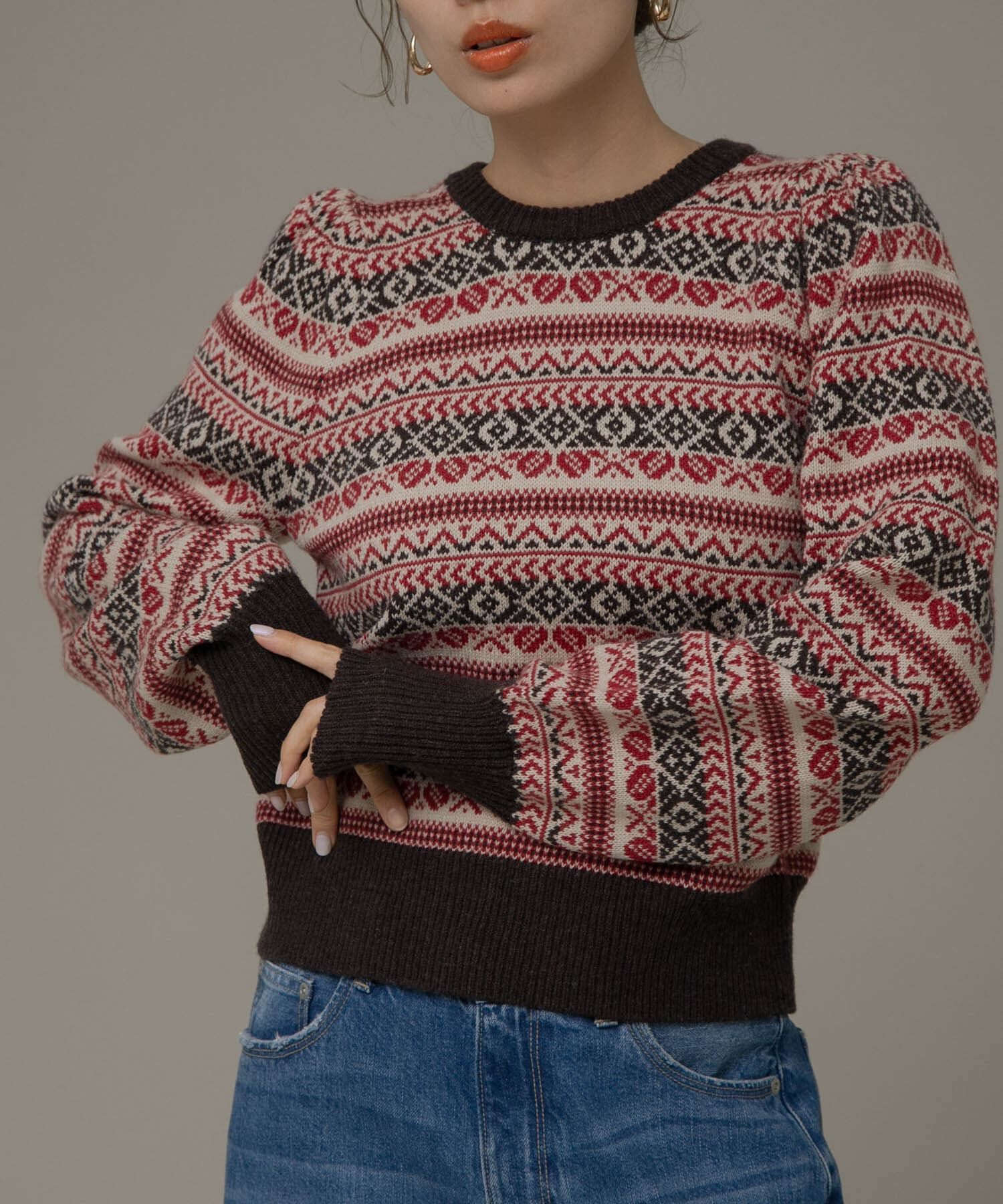 Sonny Label 「フェアアイル柄パフスリニットプルオーバー」|ニット・セーター|