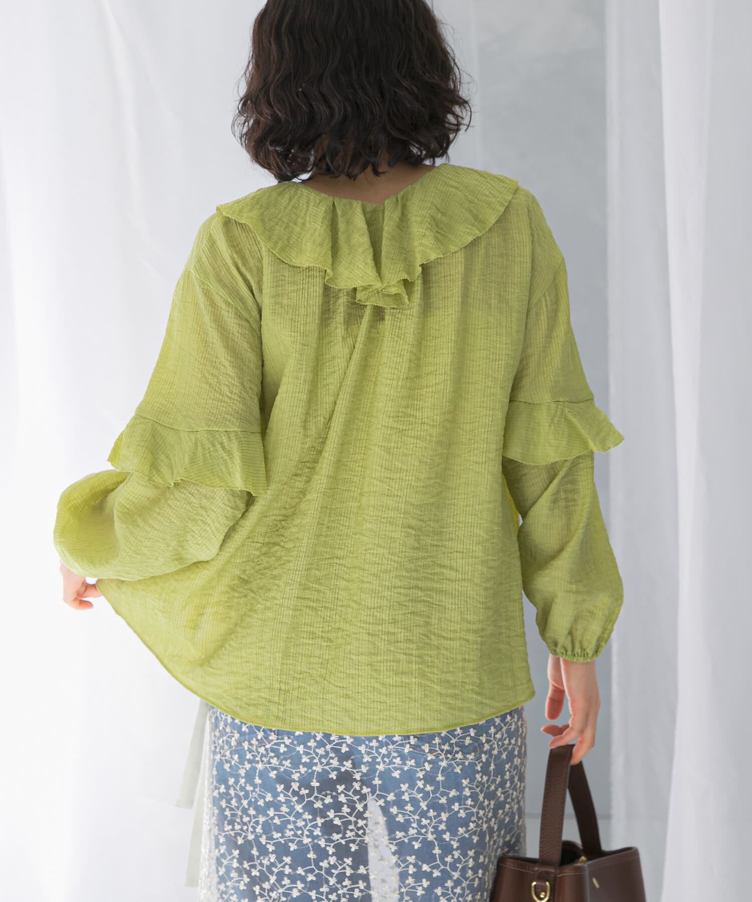 URBAN RESEARCH ROSSO「『WEB/一部店舗限定カラー』楊柳フリルブラウス」|シャツ・ブラウス|