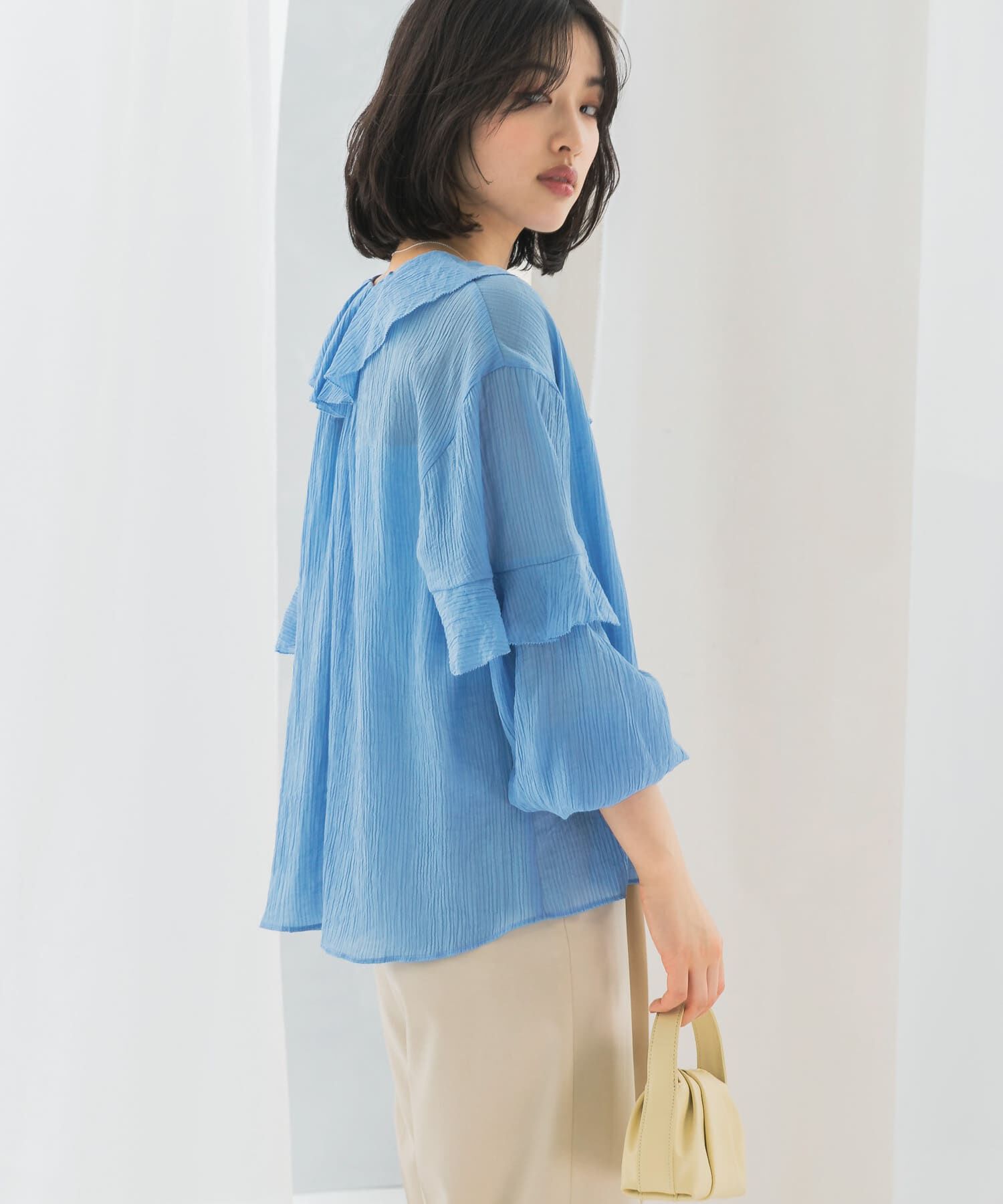 URBAN RESEARCH ROSSO「『WEB/一部店舗限定カラー』楊柳フリルブラウス」|シャツ・ブラウス|