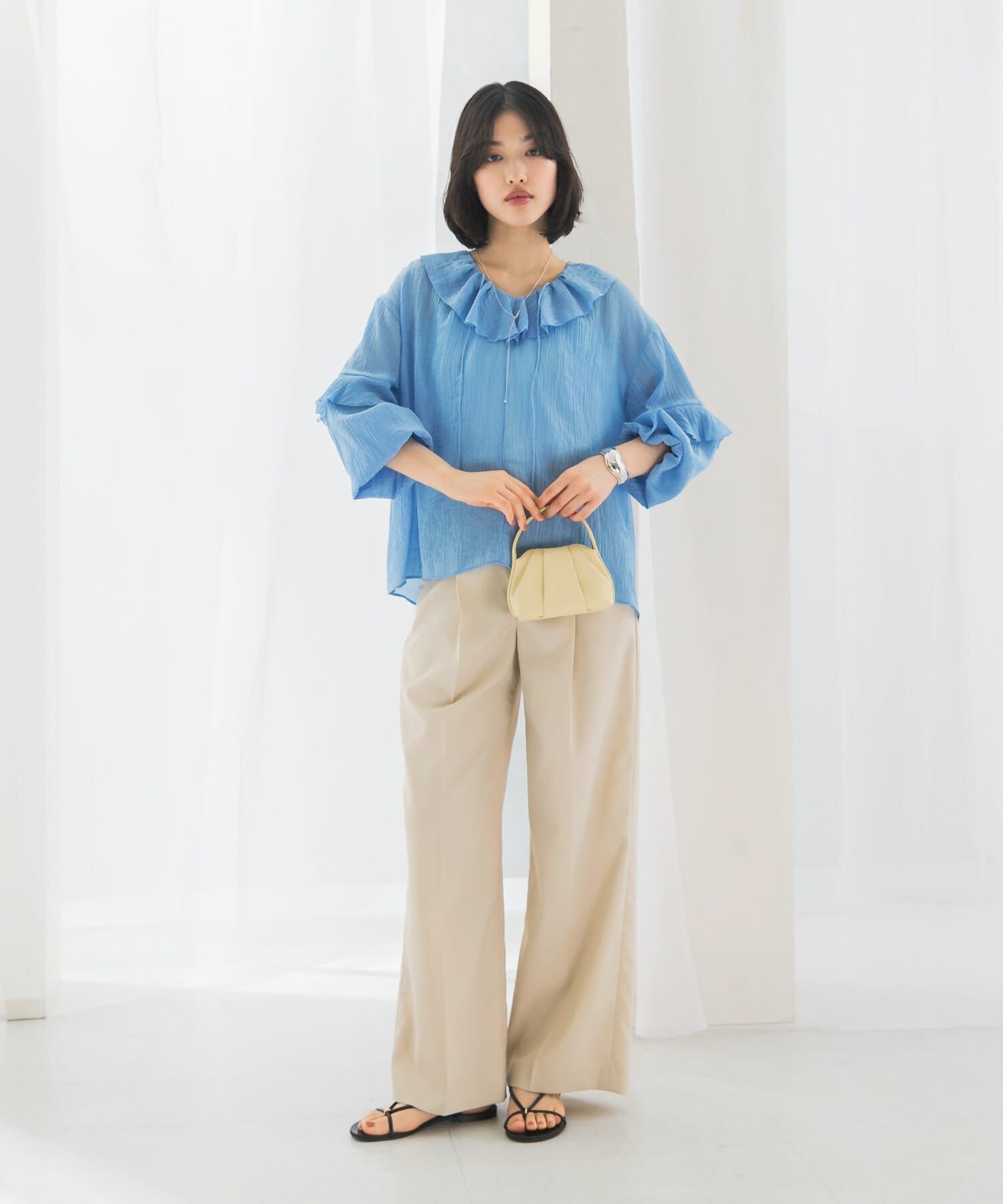 URBAN RESEARCH ROSSO「『WEB/一部店舗限定カラー』楊柳フリルブラウス」|シャツ・ブラウス|