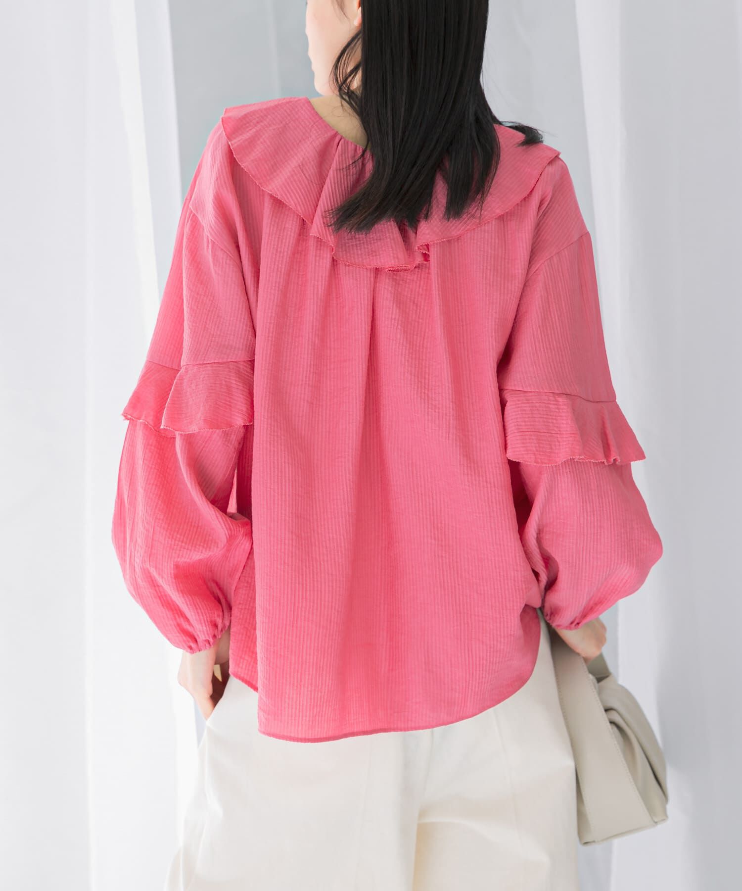 URBAN RESEARCH ROSSO「『WEB/一部店舗限定カラー』楊柳フリルブラウス」|シャツ・ブラウス|