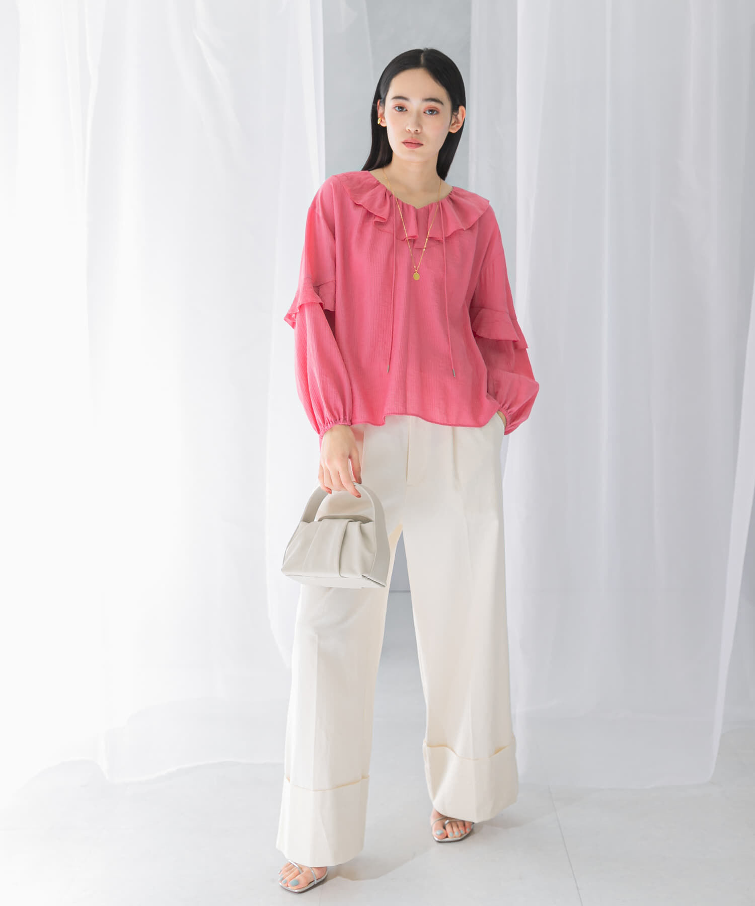 URBAN RESEARCH ROSSO「『WEB/一部店舗限定カラー』楊柳フリルブラウス」|シャツ・ブラウス|