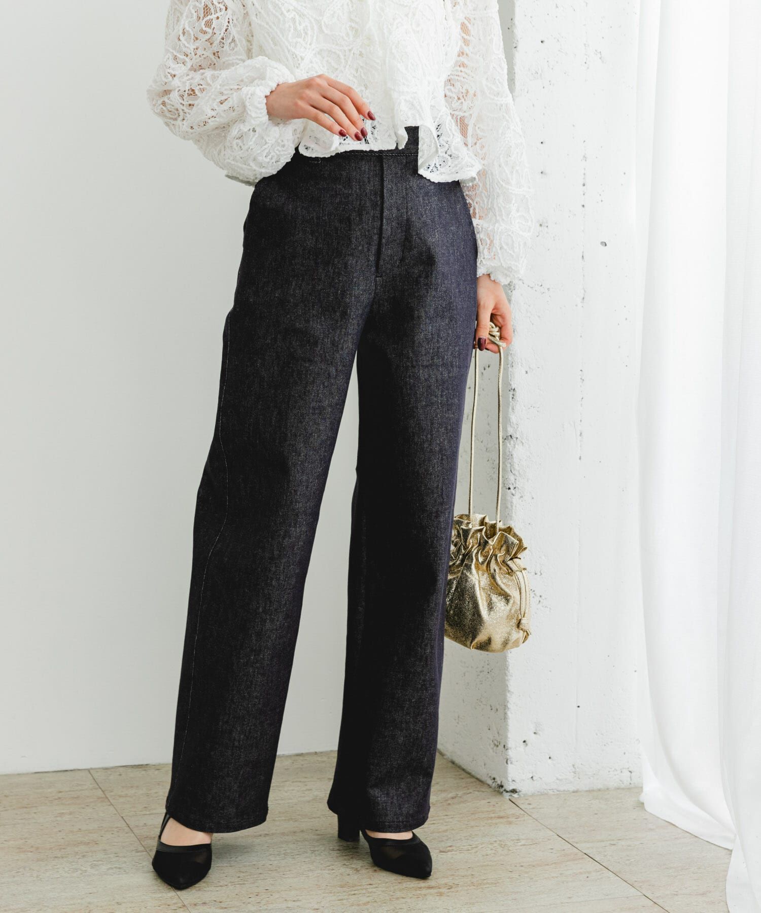 URBAN RESEARCH ROSSO「『MADE IN JAPAN』F by ROSSO　モンスターストレッチワイドストレートデニム」|デニム|インディゴブルー