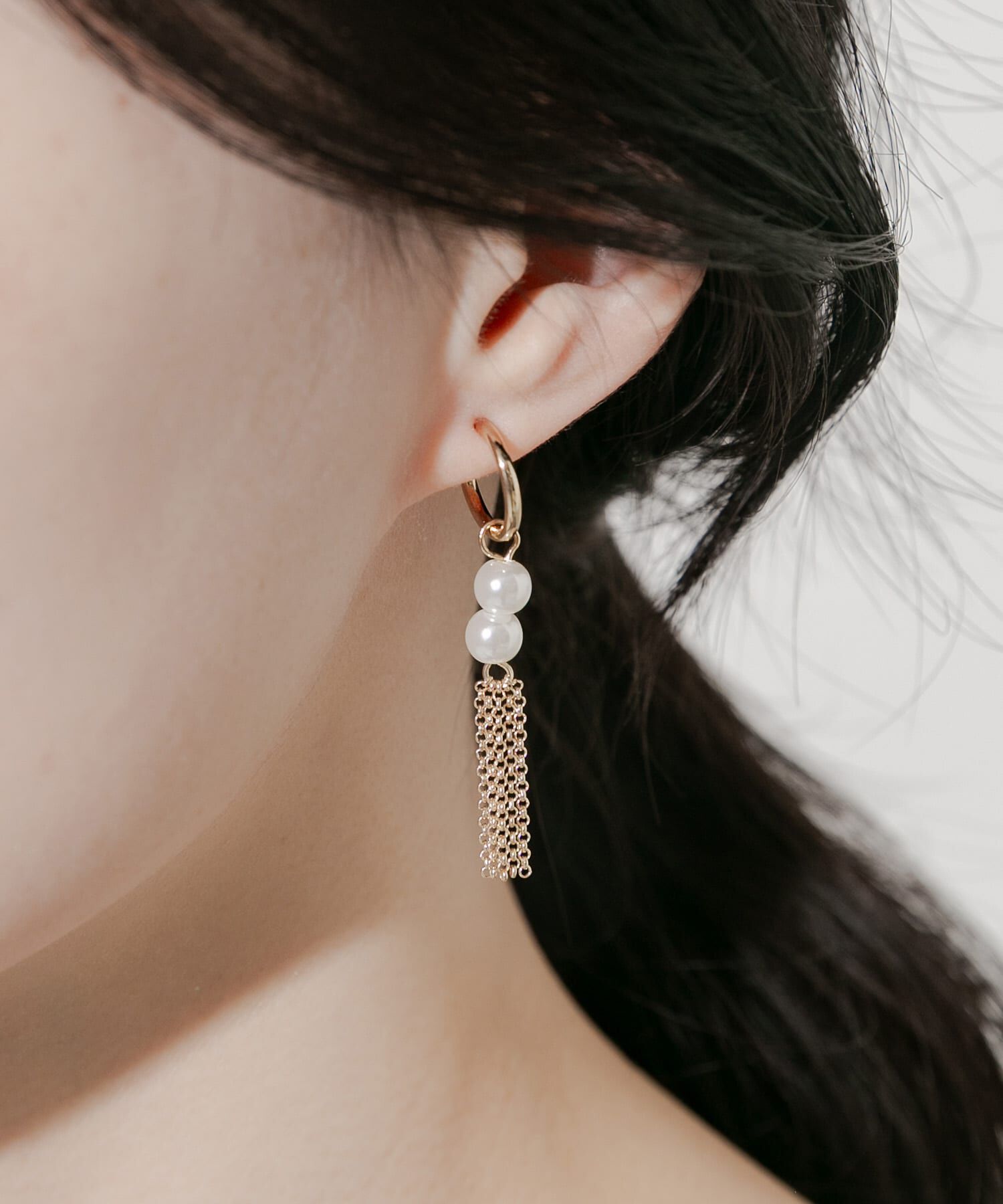 SMELLY「パールシャワーチェーンイヤリング」|イヤリング|