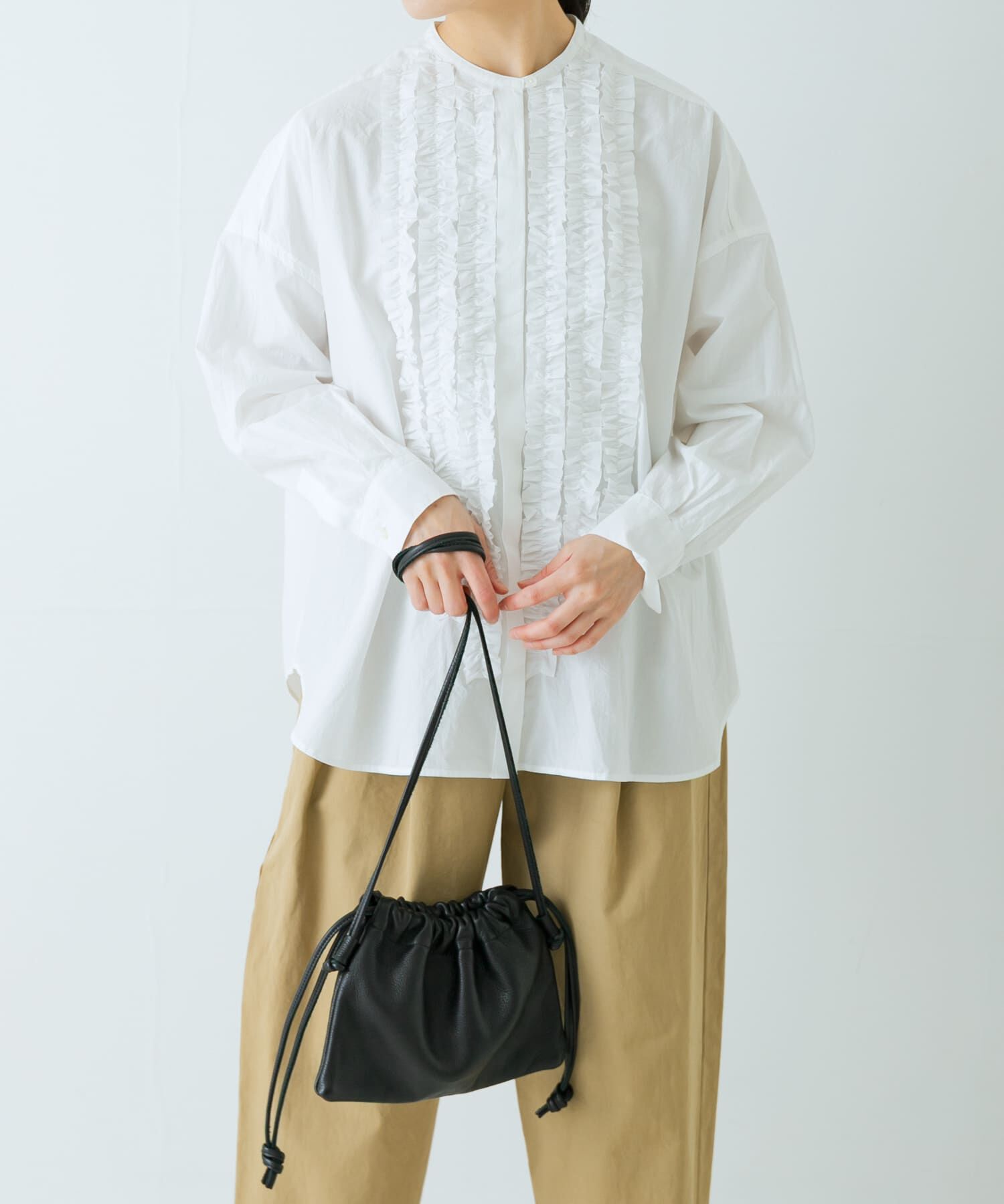 かぐれ「コットンフリルワイドシャツ」|シャツ・ブラウス|