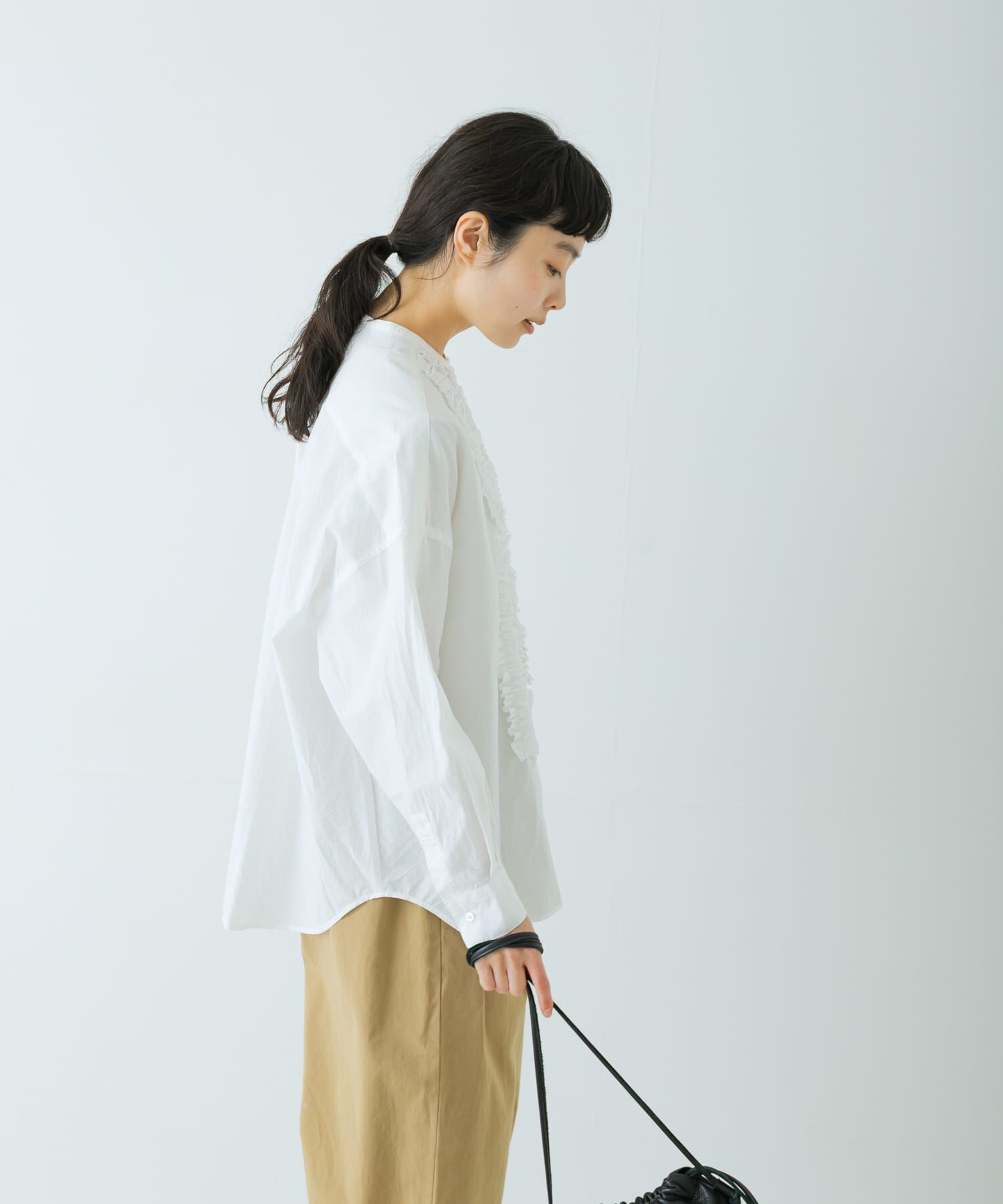 かぐれ「コットンフリルワイドシャツ」|シャツ・ブラウス|