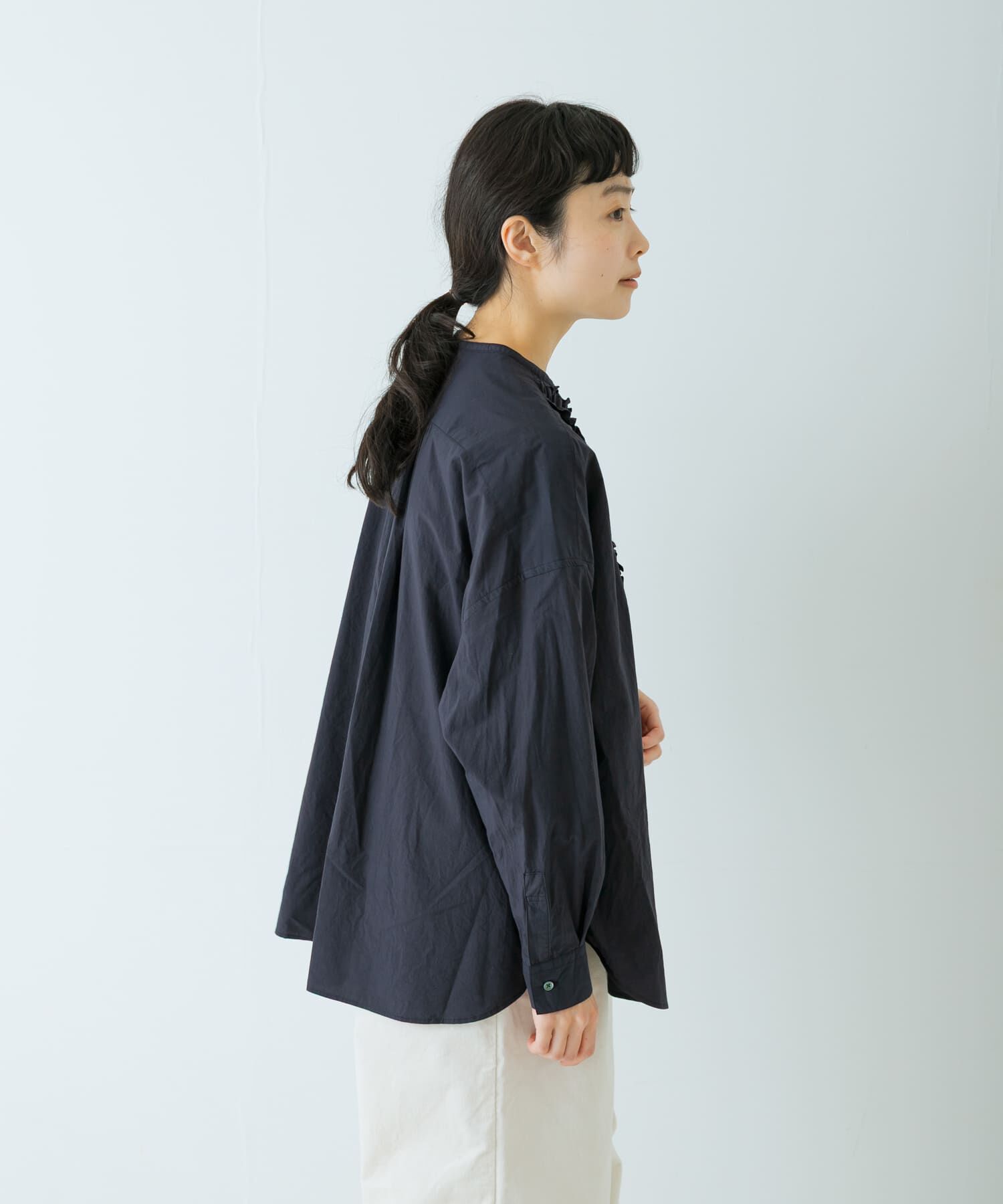 かぐれ「コットンフリルワイドシャツ」|シャツ・ブラウス|