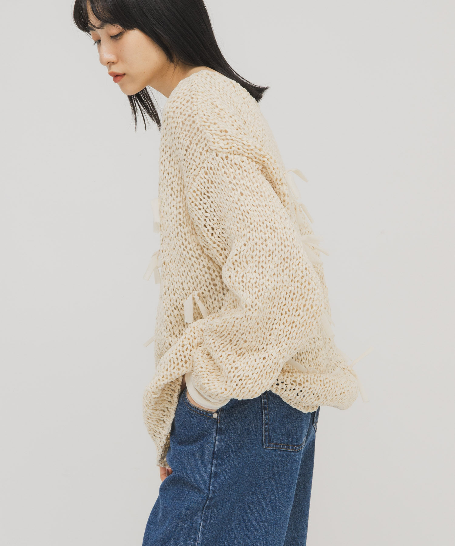  「テープヤーンリボンオーバーニット」|ニット・セーター|