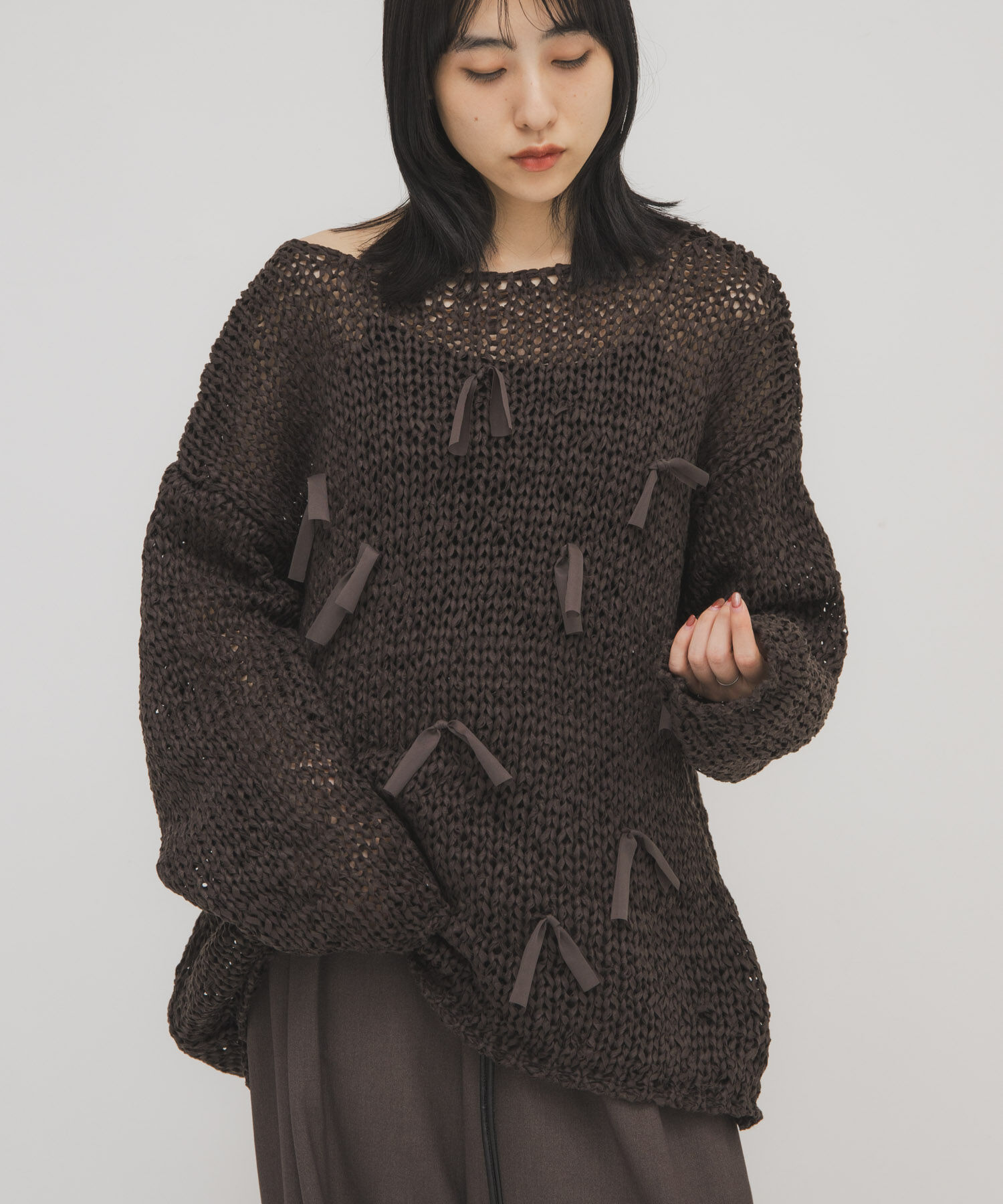  「テープヤーンリボンオーバーニット」|ニット・セーター|