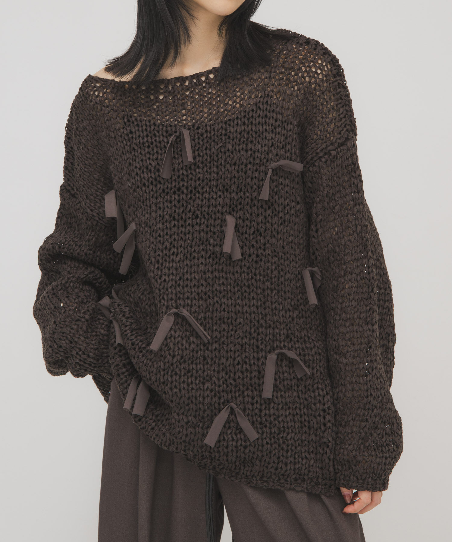  「テープヤーンリボンオーバーニット」|ニット・セーター|