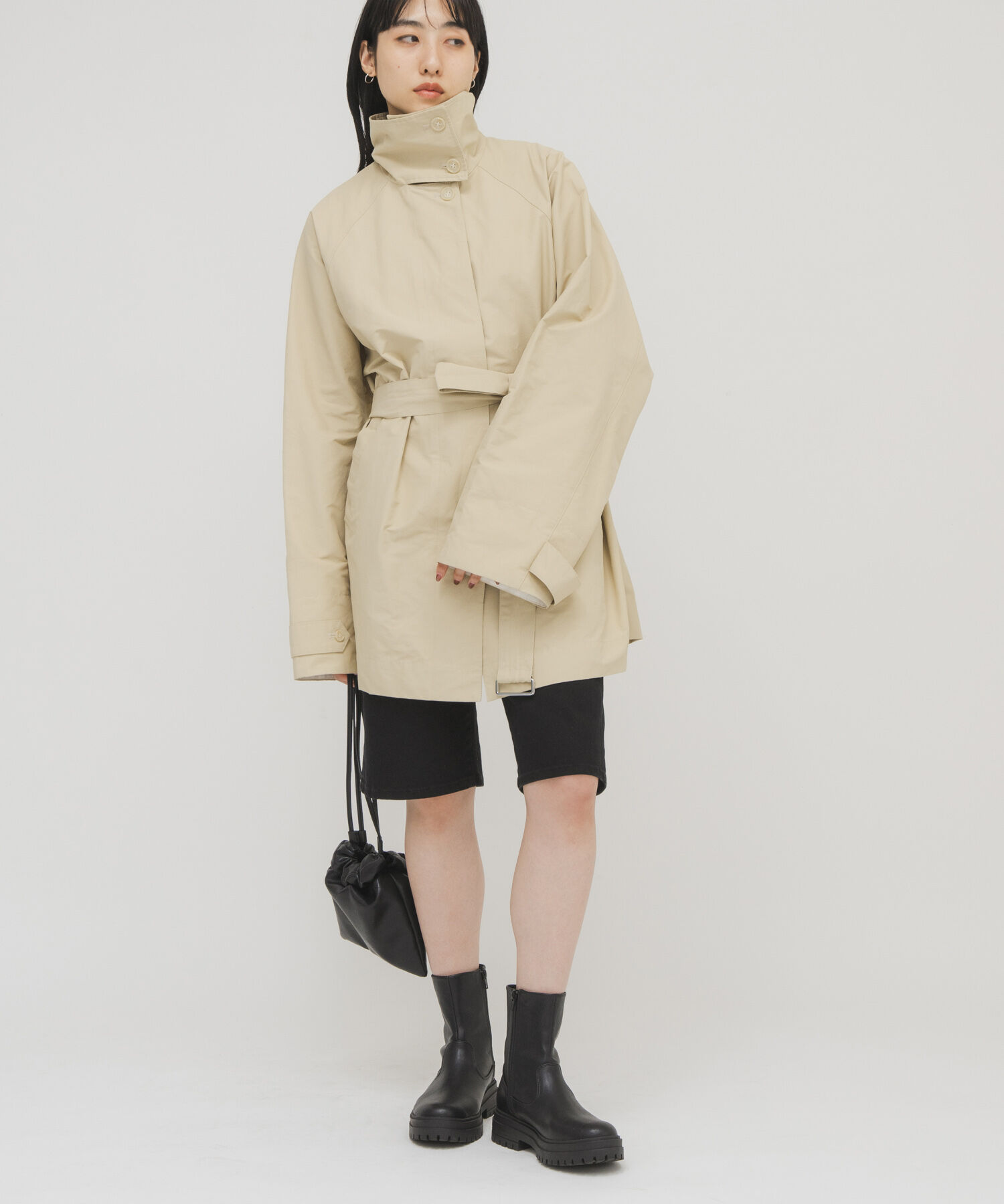  「テントラインBIGミドルコート」|ノーカラーコート|