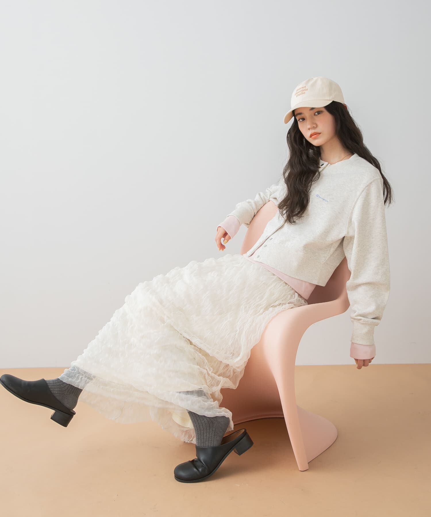 SENSE OF PLACE by URBAN RESEARCH「ウェーブチュールスカート」|スカート|アイボリー