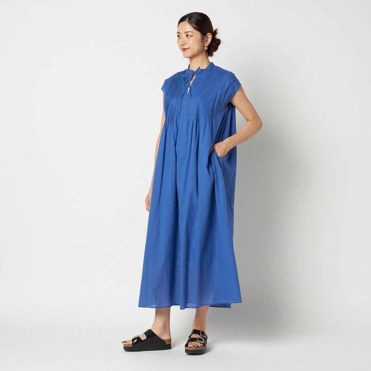 「three dots COTTON LOAN TUCK DRESS」|ワンピース|