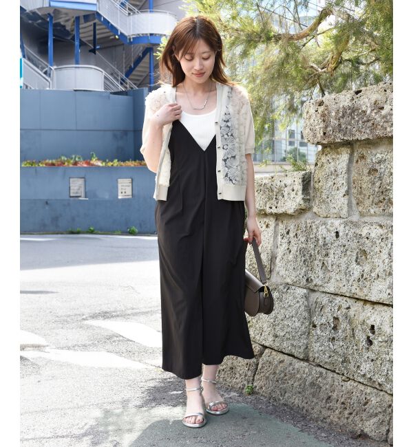  「チュール刺繍ハーフスリーブカーディガン」|カーディガン|