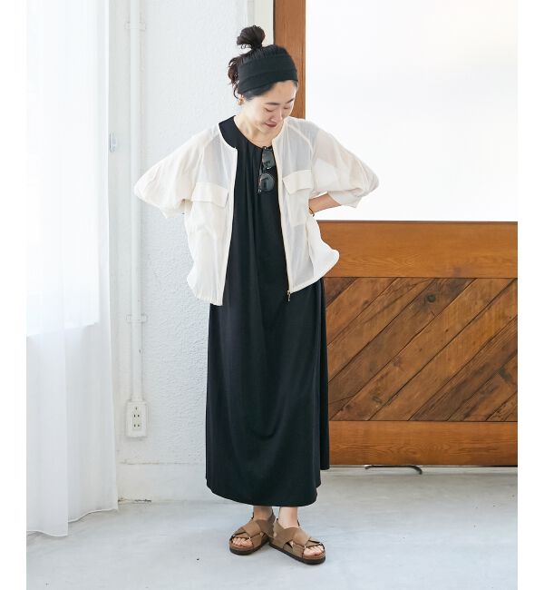  「スムースポンチノースリーブワンピース」|ワンピース|