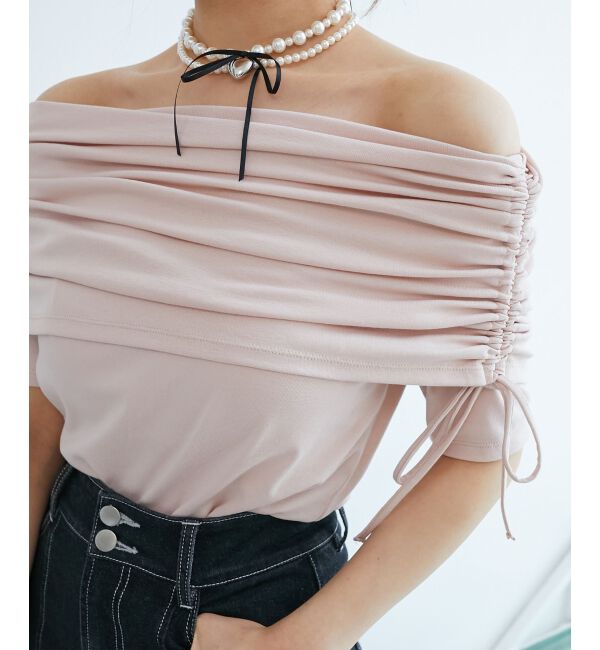  「サイドドロストオフショルカットトップス」|Tシャツ・カットソー|