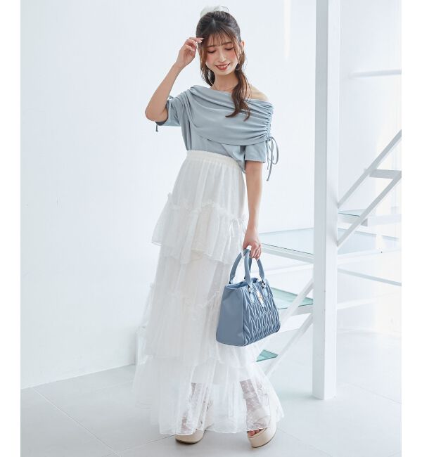  「サイドドロストオフショルカットトップス」|Tシャツ・カットソー|