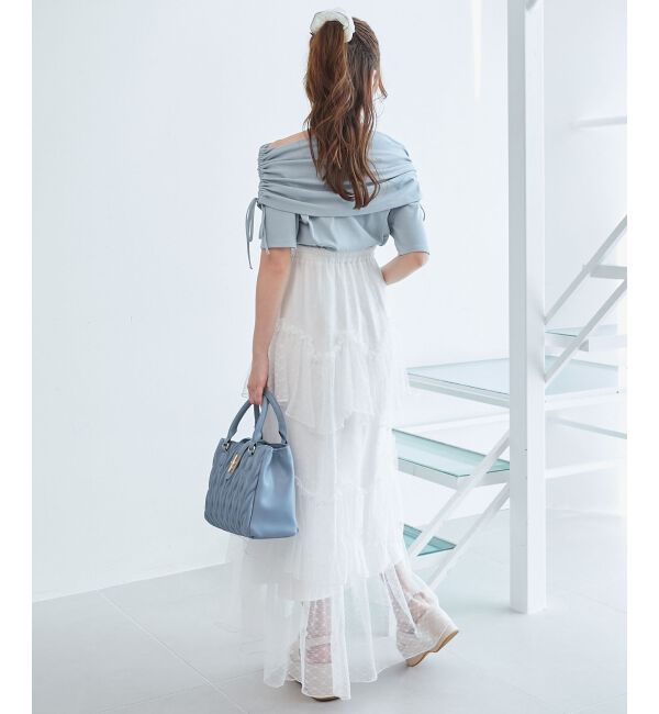  「サイドドロストオフショルカットトップス」|Tシャツ・カットソー|