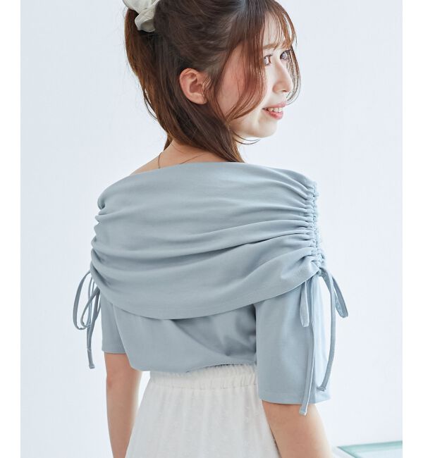  「サイドドロストオフショルカットトップス」|Tシャツ・カットソー|