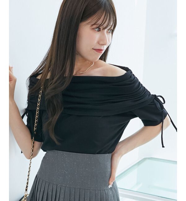  「サイドドロストオフショルカットトップス」|Tシャツ・カットソー|