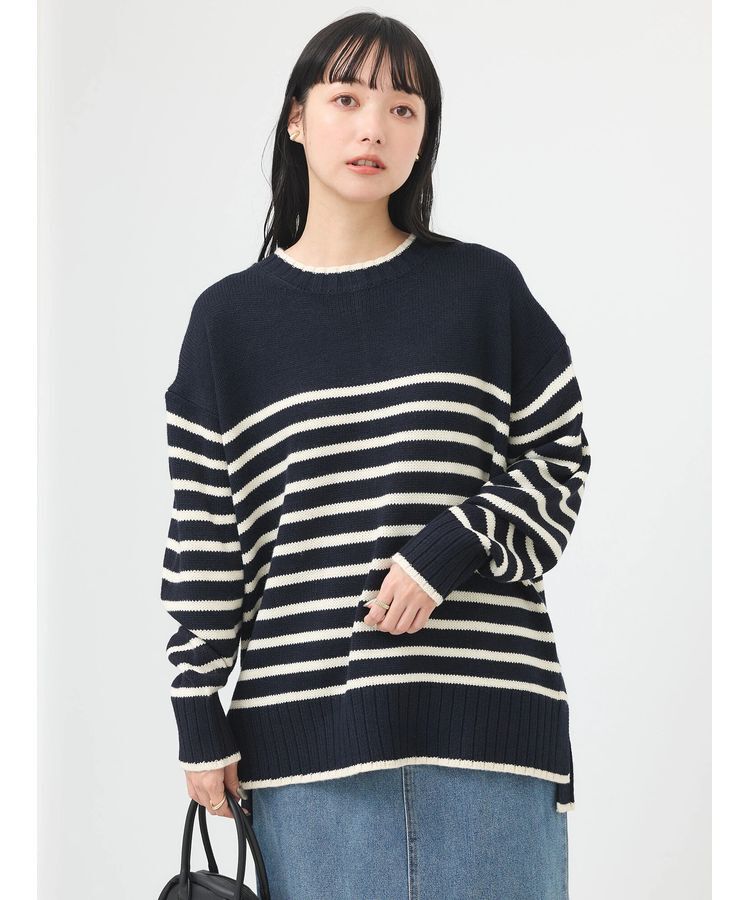 earth music&ecology「ウォッシャブル脇スリットクルーネックプルオーバー」|Tシャツ・カットソー|