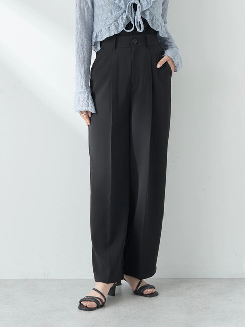 earth music&ecology「タックストレートパンツ」|その他|Black