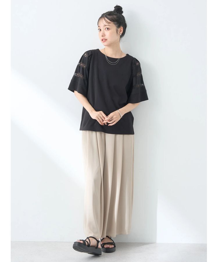 earth music&ecology「フレア袖レースプルオーバー」|Tシャツ・カットソー|