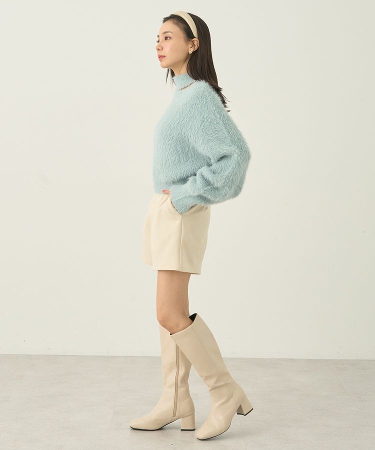 earth music&ecology「ロングシャギースリットネックニットプルオーバー」|ニット・セーター|