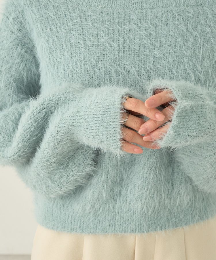 earth music&ecology「ロングシャギースリットネックニットプルオーバー」|ニット・セーター|