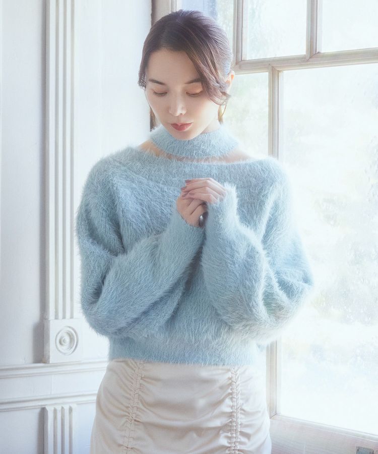 earth music&ecology「ロングシャギースリットネックニットプルオーバー」|ニット・セーター|