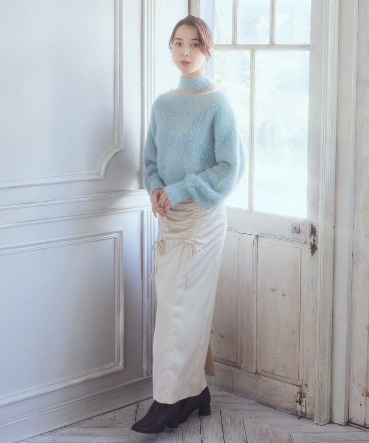 earth music&ecology「ロングシャギースリットネックニットプルオーバー」|ニット・セーター|
