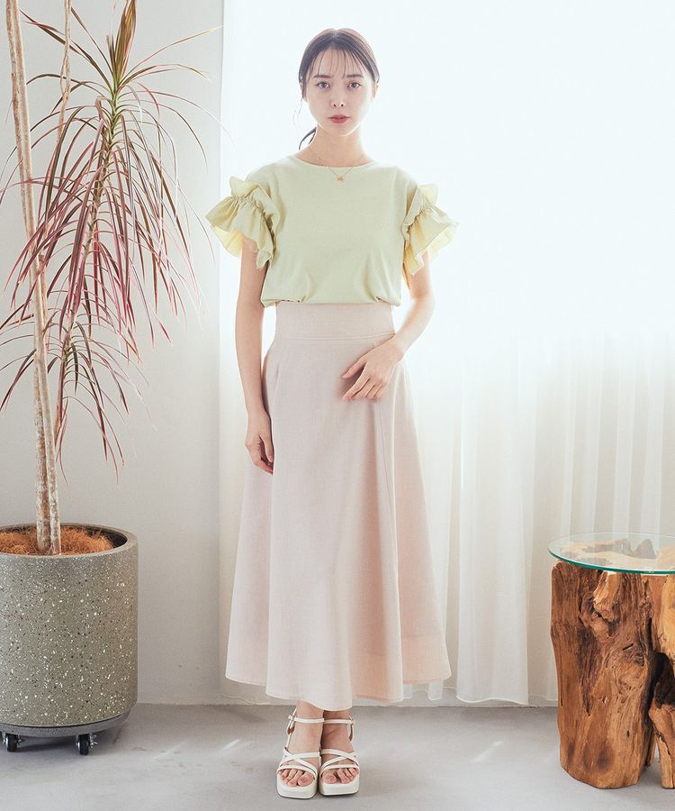 earth music&ecology「シアーバックレースアップフレアスカート」|フレア|