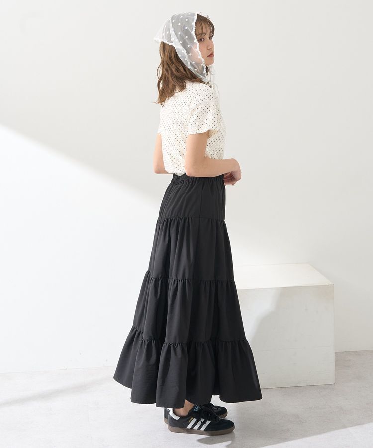 earth music&ecology「スリットリボンティアードスカート」|フレア|