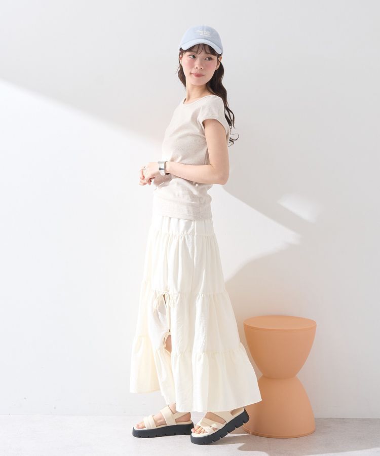earth music&ecology「スリットリボンティアードスカート」|フレア|