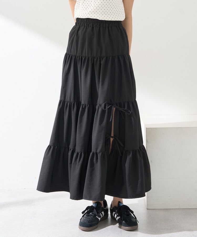 earth music&ecology「スリットリボンティアードスカート」|フレア|