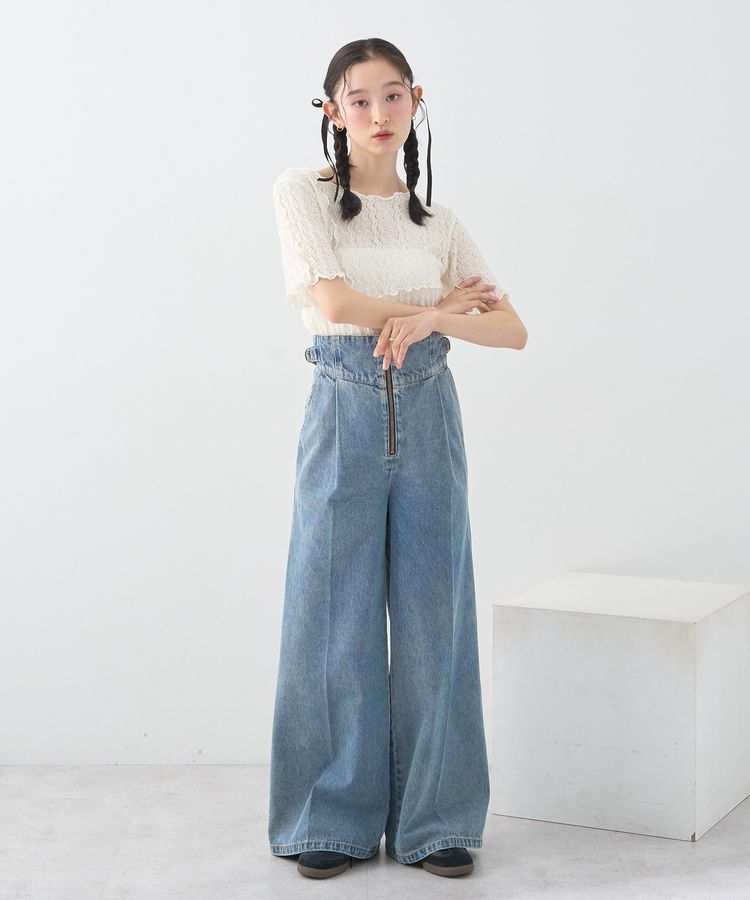 earth music&ecology「サイドベルトデニムパンツ」|デニム|