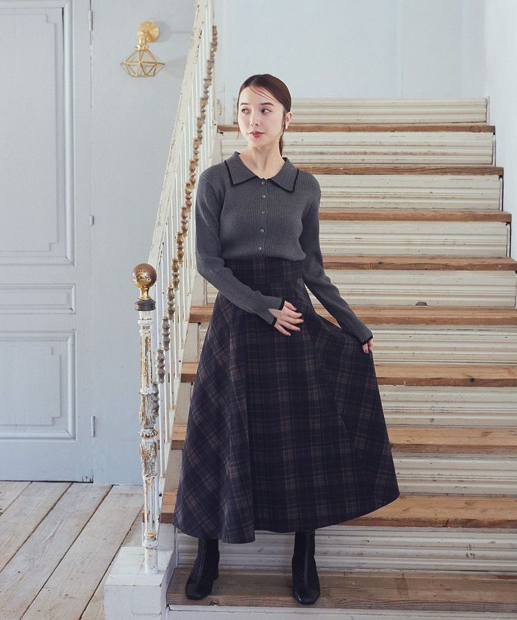 earth music&ecology「【WEB限定】バイカラートリムニットカーディガン」|カーディガン|