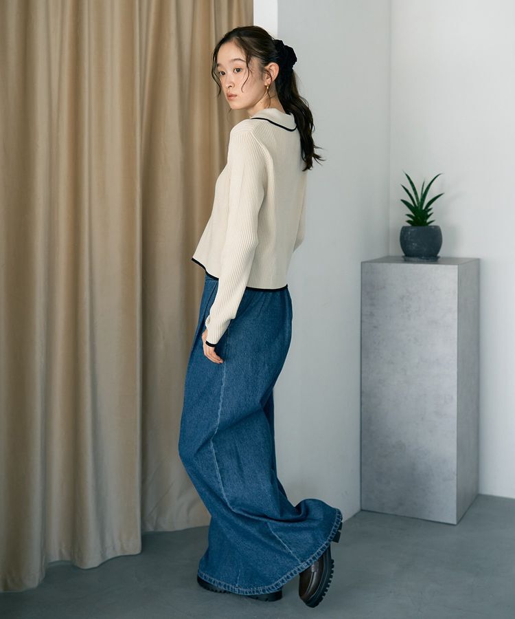 earth music&ecology「【WEB限定】バイカラートリムニットカーディガン」|カーディガン|