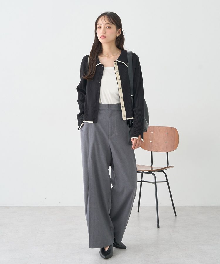 earth music&ecology「【WEB限定】バイカラートリムニットカーディガン」|カーディガン|