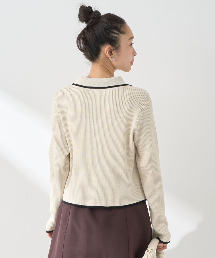 earth music&ecology「【WEB限定】バイカラートリムニットカーディガン」|カーディガン|