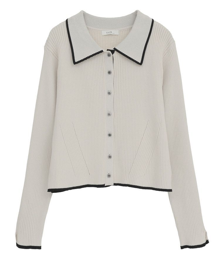 earth music&ecology「【WEB限定】バイカラートリムニットカーディガン」|カーディガン|