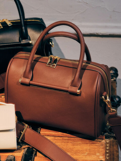  「2wayクラシカルボストンバッグ」|ハンドバッグ|ブラウン