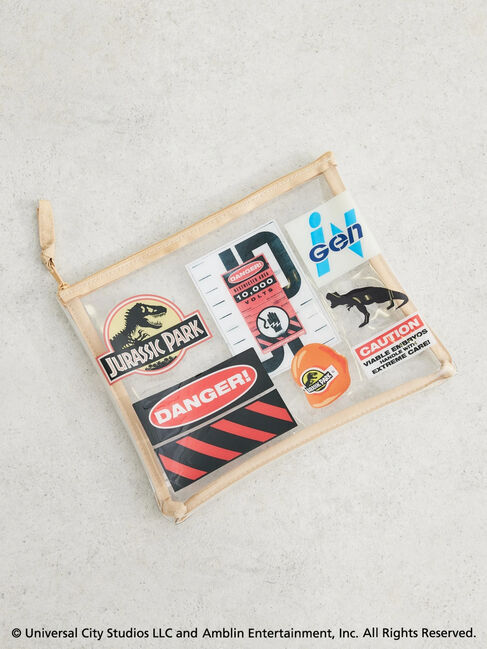  「■JURASSIC PARK / クリアポーチ」|ハンドバッグ|ベージュ