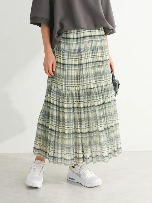 Green Parks「シアープリーツボリュームスカート」|スカート|チェック