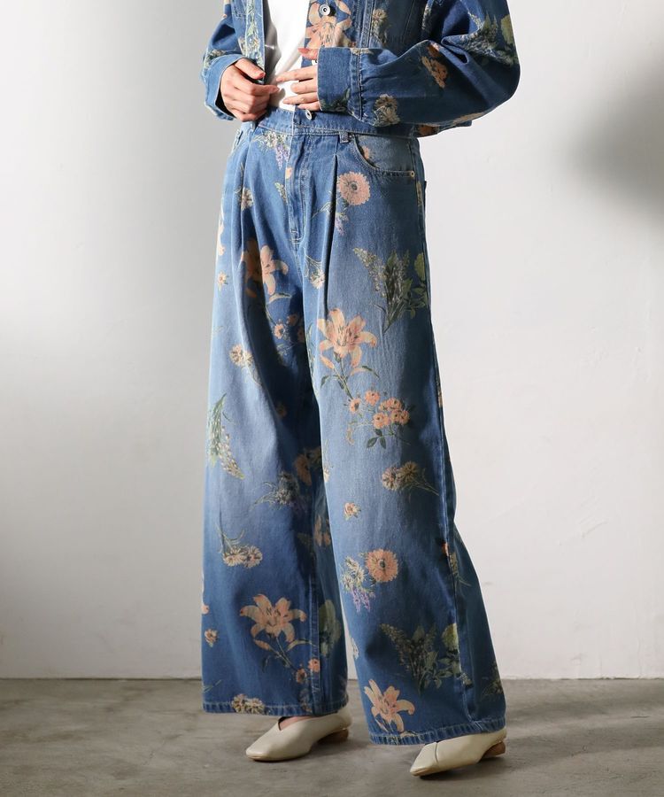 Green Parks「・SUGAR SPOON フラワーptデニムワイドパンツ」|その他|Indigo