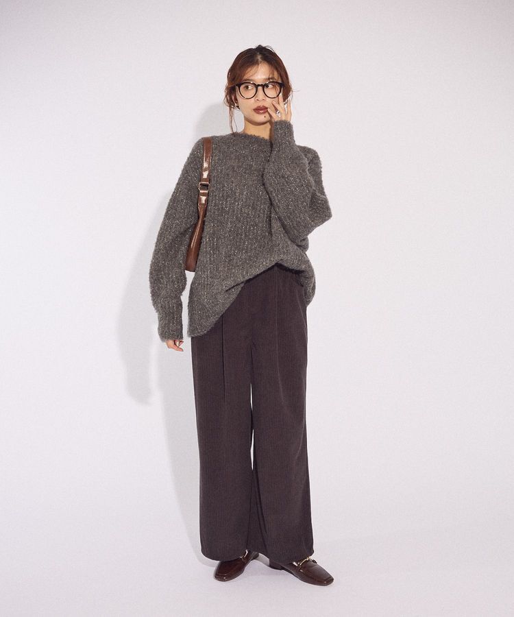Green Parks「ブークレMIXニットチュニック」|ニット・セーター|