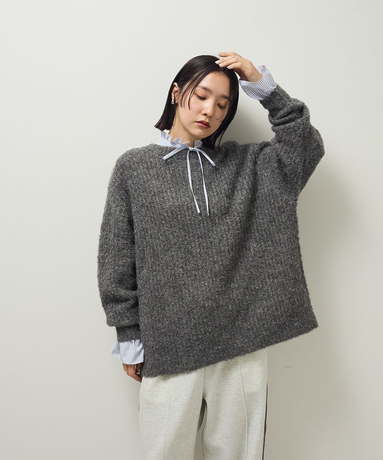 Green Parks「ブークレMIXニットチュニック」|ニット・セーター|