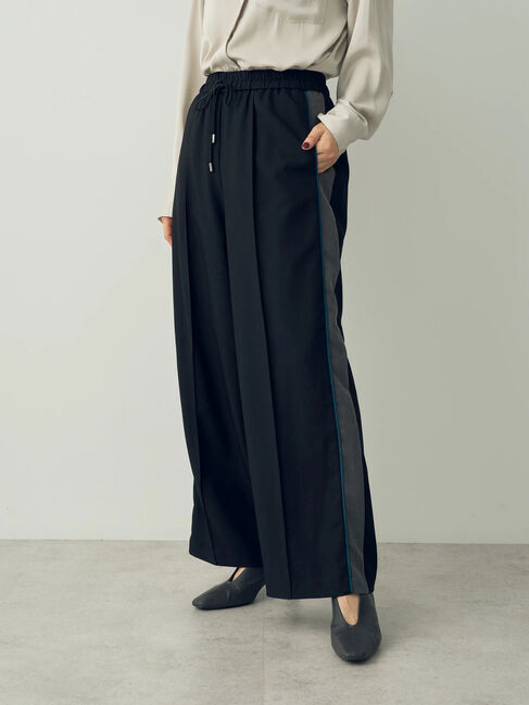 Editt by YECCA VECCA「配色ラインタックワイドパンツ」|その他|ブラック