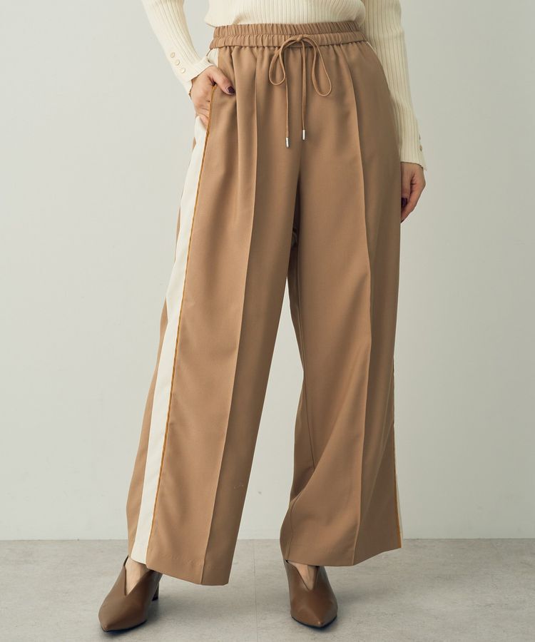 Editt by YECCA VECCA「配色ラインタックワイドパンツ」|その他|Beige